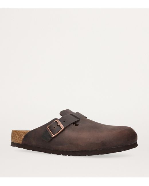 Birkenstock Brown Leather Boston Clogs for men