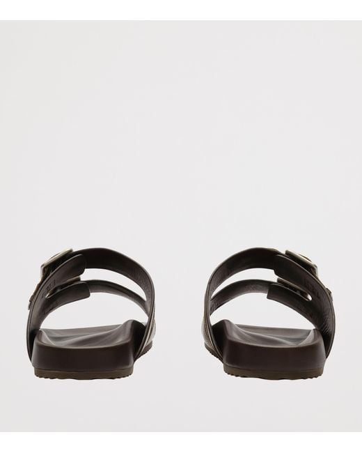 Burberry Brown Leather Check Urchin Slides for men