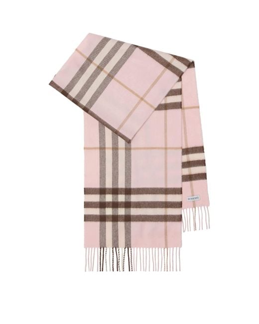 Burberry Pink Cashmere Check Scarf
