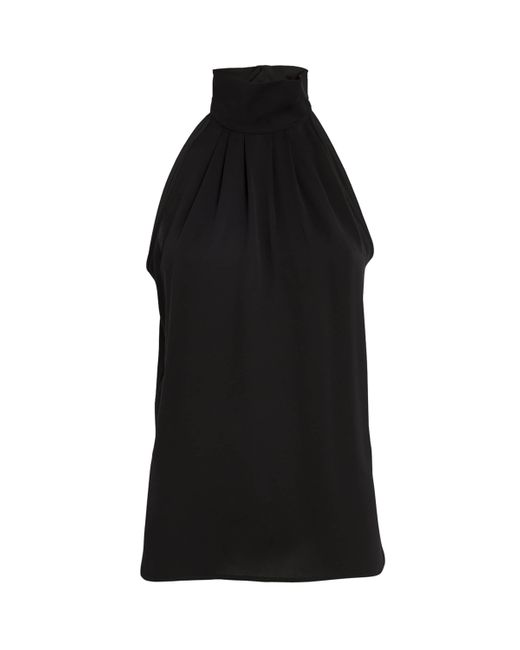 Max Mara Black Silk High-Neck Blouse