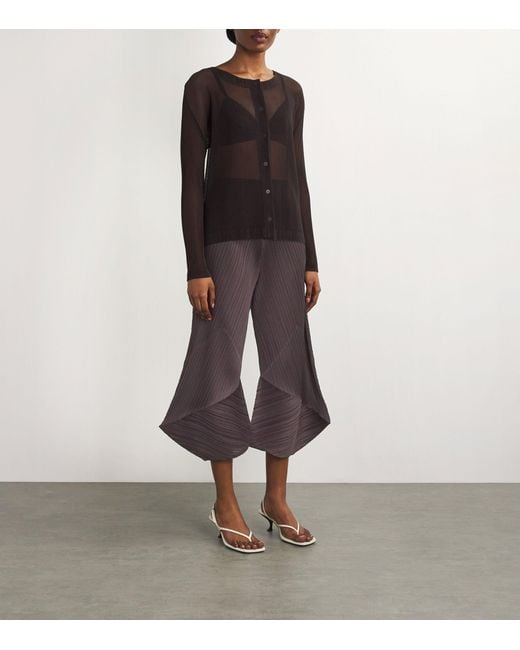 Pleats Please Issey Miyake Brown Pleated Chili Peppers Wide-leg Trousers