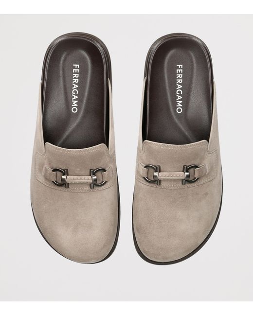 Ferragamo White Suede Santiago Mules for men