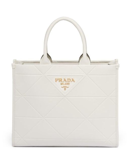 Prada Medium Leather Symbole Tote Bag in Natural Lyst Canada
