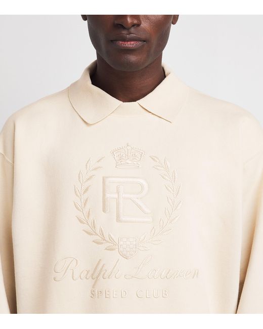 Ralph Lauren White Cotton-Cashmere Crest Collar Sweatshirt for men