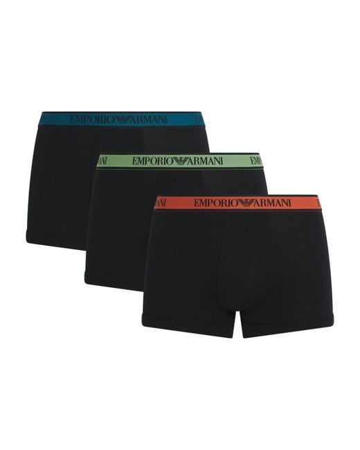 Emporio Armani Black Stretch-Cotton Logo Trunks for men