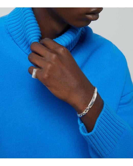 Gucci Metallic Sterling Silver Diagonal Interlocking G Bracelet for men
