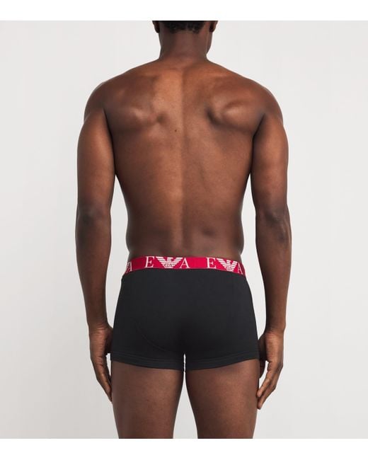 Emporio Armani Red Stretch-Cotton Eagle Monogram Trunks for men