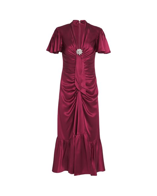 Cinq  Sept Women's Red Silk Embellished Peeta Midi Dress -  www.rajagirimanappuram.com