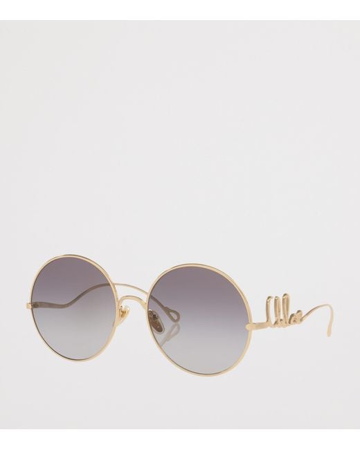 Chloé Gray Metal Iconic Round Sunglasses