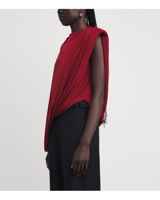 Camilla & Marc Red Draped Asymmetrical Ravine Top