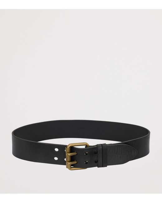 Saint Laurent Black Calfskin Motorcycle Buckle Belt