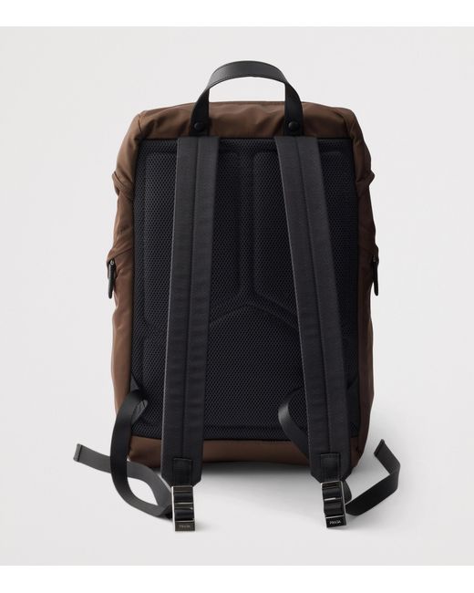Prada Brown Re-Nylon And Saffiano Leather Backpack for men