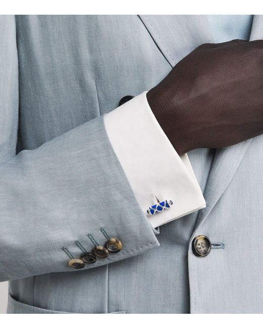Deakin & Francis Blue Sterling And Sapphire Cufflinks for men
