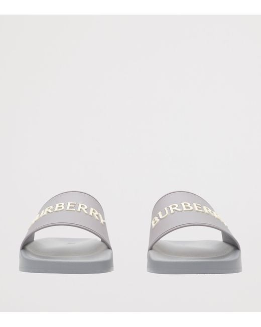 Burberry White Logo Slides for men