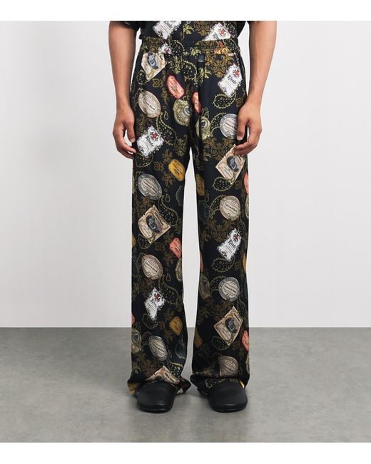 Rhude Black Bandana Print Wide-Leg Trousers for men