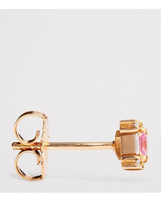 Suzanne Kalan Pink Diamond And Sapphire Mini Princess Stud Earrings