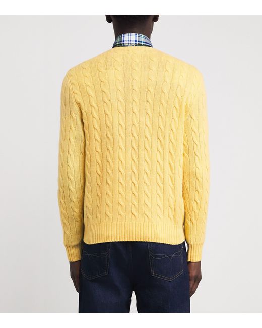Polo Ralph Lauren Yellow Wool-Cashmere Cable-Knit Sweater for men