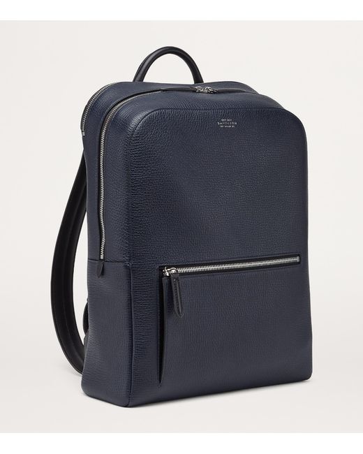 Smythson Blue Ludlow Leather Backpack for men