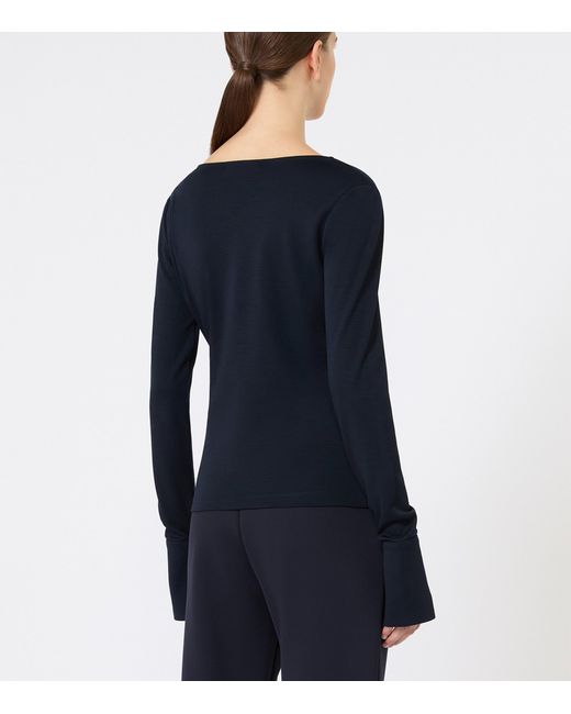 Max Mara Black Virgin Wool Wrap Top