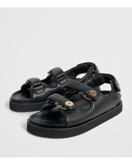 Maje Black Faux Leather Clover Sandals