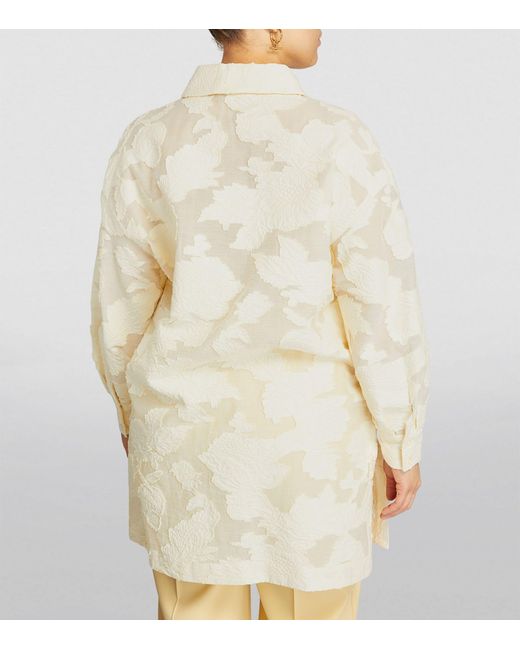 Marina Rinaldi White Cotton-blend Floral Tunic Shirt