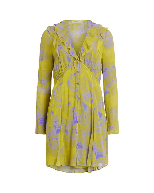 AllSaints Yellow Lini Inspiral Print Dress
