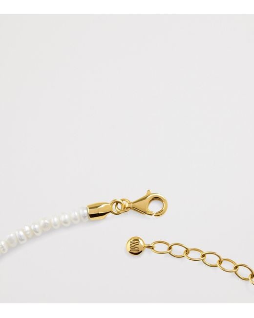 Monica Vinader White Mini Vermeil And Pearl Heart Necklace