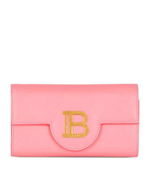 Balmain Pink Leather B-buzz Chain Wallet