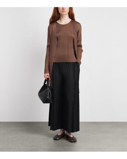 Pleats Please Issey Miyake Brown New Colorful Basics Longline Cardigan