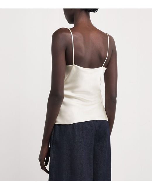 Chloé White Silk Lace-Trim Cami Top