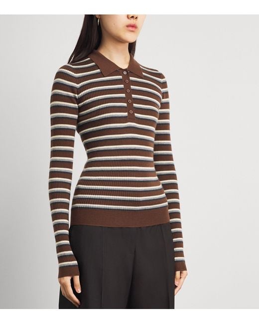 Herskind Brown Cashmere Stripe Milo Polo Shirt