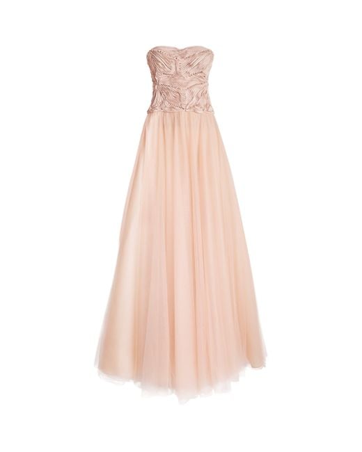 Costarellos Pink Georgette Vietta Gown
