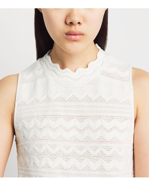 Molli White Zig-Zag Weave Midi Dress