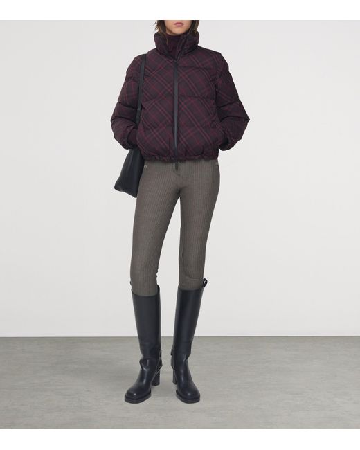 Burberry Purple Check Print Puffer Jacket