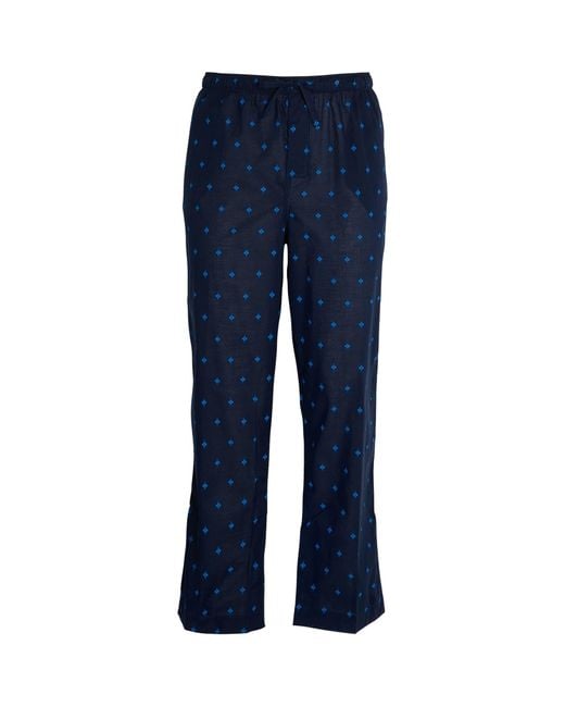 Derek Rose Blue Printed Pyjama Bottoms for men