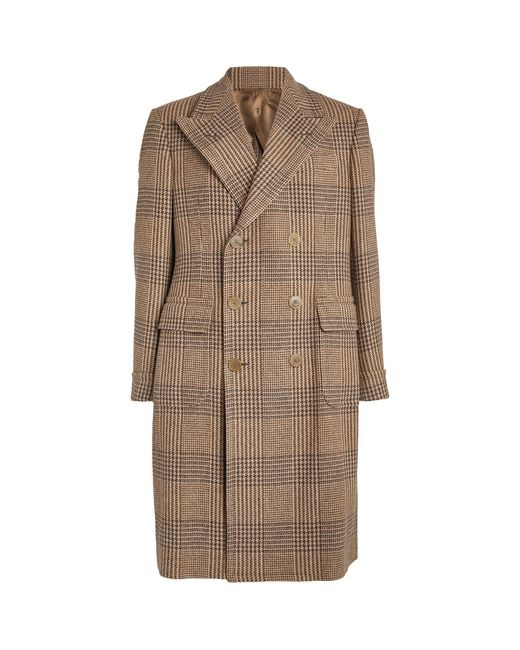 Ralph Lauren Purple Label Brown Wool Double-breasted Overcoat for men