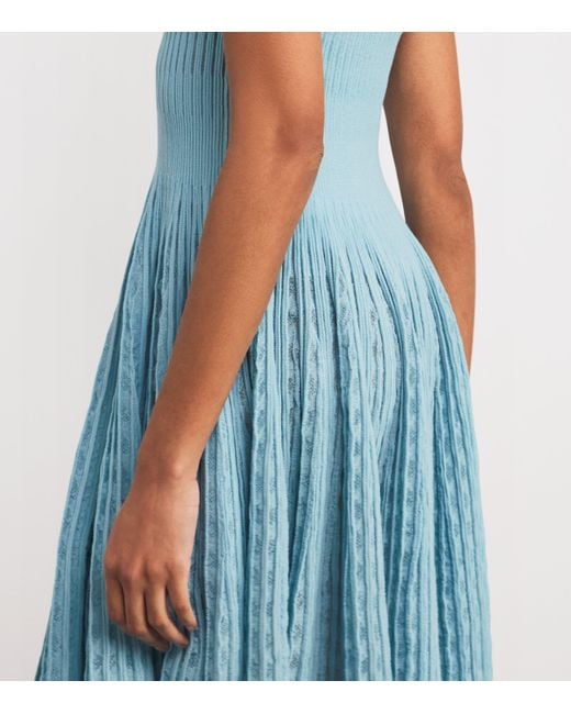 Valentino Blue Textured Knitted Mini Dress