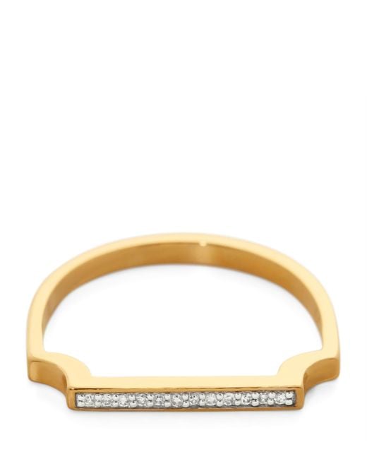 Monica Vinader Brown Vermeil And Diamond Signature Thin Ring