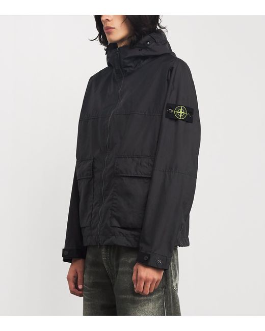 Stone Island Black Water-Resistant Nylon Jacket for men