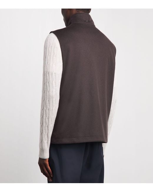 Herno Brown Wool-Cashmere Gilet for men