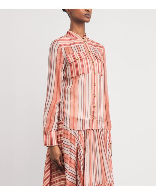 Zimmermann Pink Rebellion Bohemian Stripe Shirt