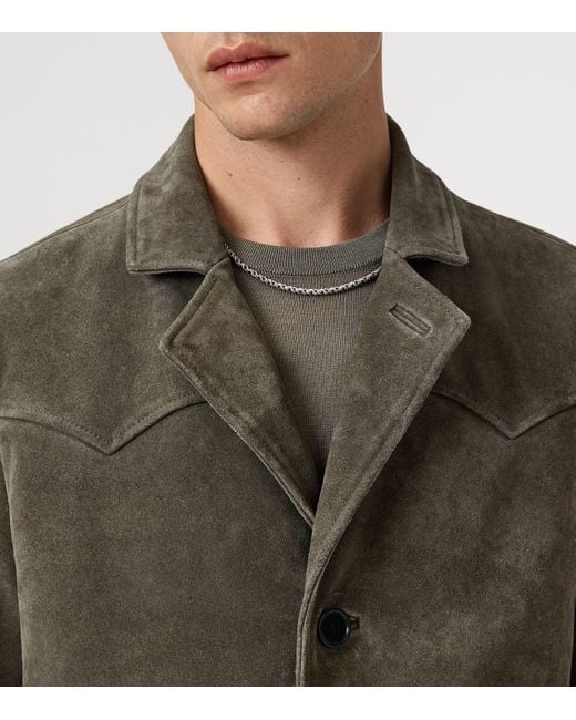 AllSaints Green Suede Hornett Blazer for men