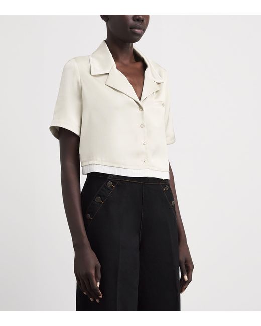 Claudie Pierlot White Satin Cropped Shirt