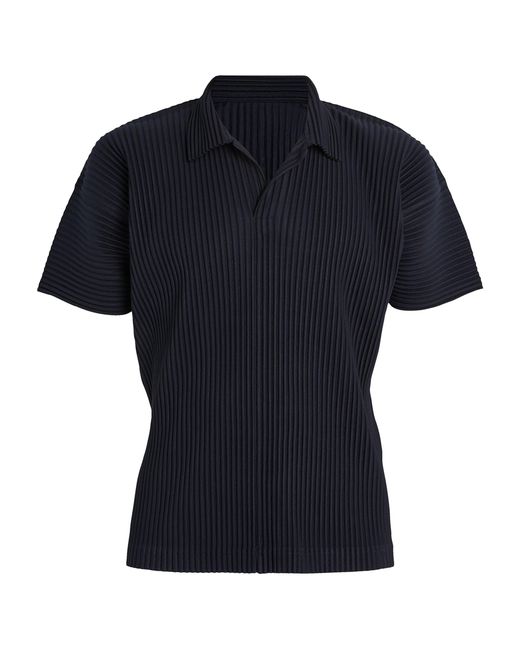 Homme Plissé Issey Miyake Black Pleated Polo Shirt for men