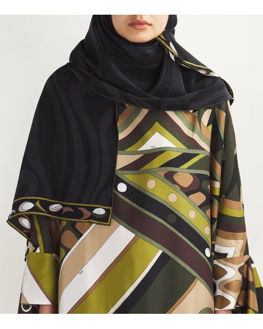 Emilio Pucci Black Silk Printed Hijab