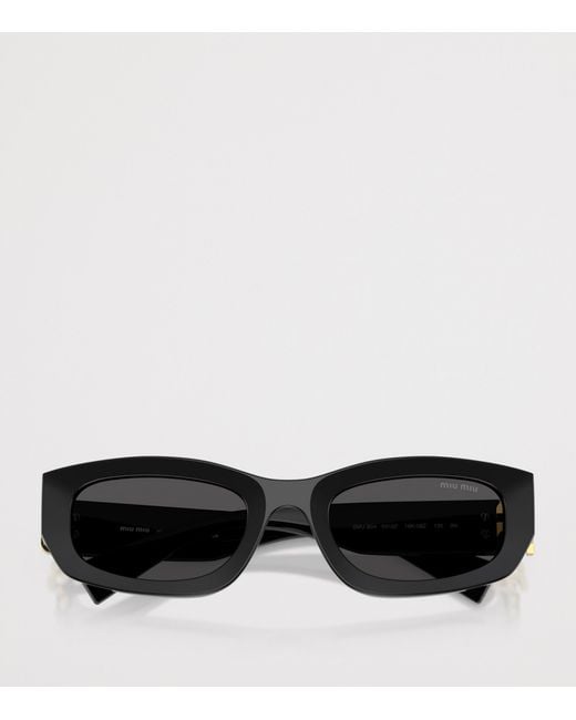 Miu Miu Black Irregular Rectangle Sunglasses