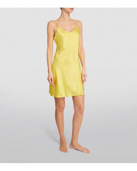 Olivia Von Halle Yellow Silk Venus Slip Dress