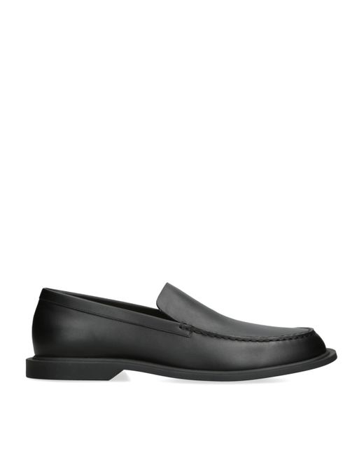 The Row Black Nic Leather Loafers for men