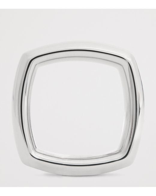 Tom Wood White Rhodium-Plated Sterling Frame Ring for men