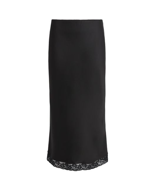 Victoria Beckham Black Lace-Trim Midi Skirt